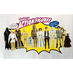 Star Wars cool action figure XXL Tshirt Unisex Kenner 45th anniversary 2 sided